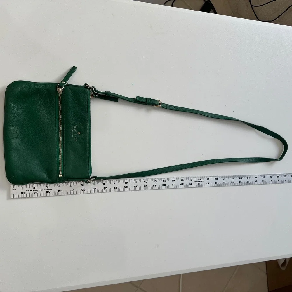 Kate Spade Crossbody Bag Women S Green Preppy Pebbled Leather Gold Zip Handbag